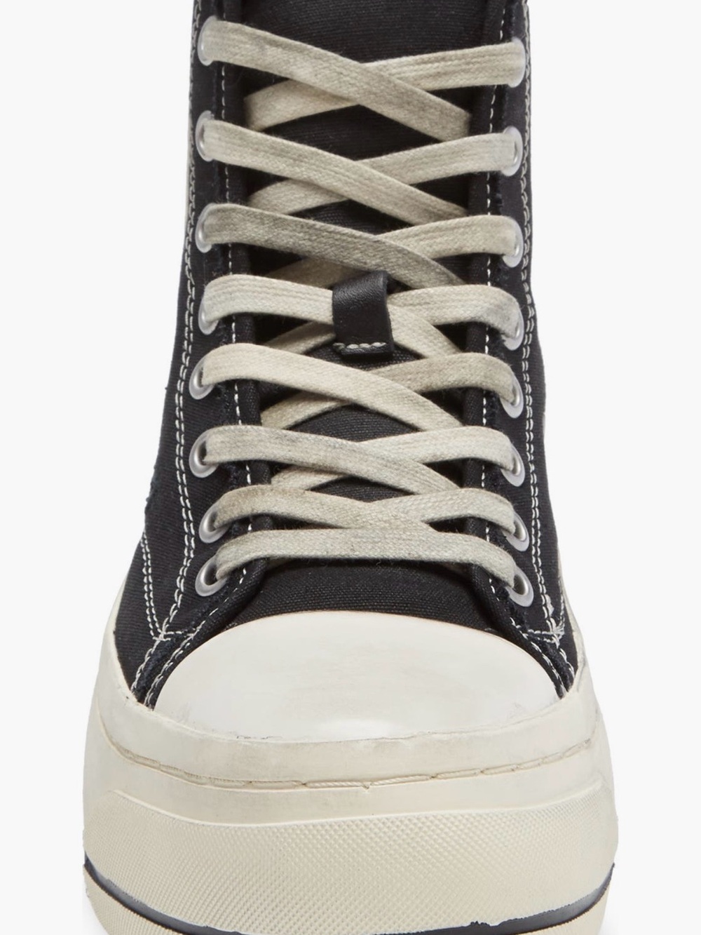 R13 High-Top Platform Canvas Sneaker in Black and Off-White - Picture 4 of 5